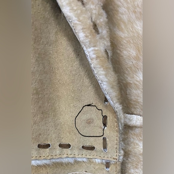 Vintage Genuine Suede Faux Sherpa Jacket MEDIUM Tan Boho - Picture 11 of 15